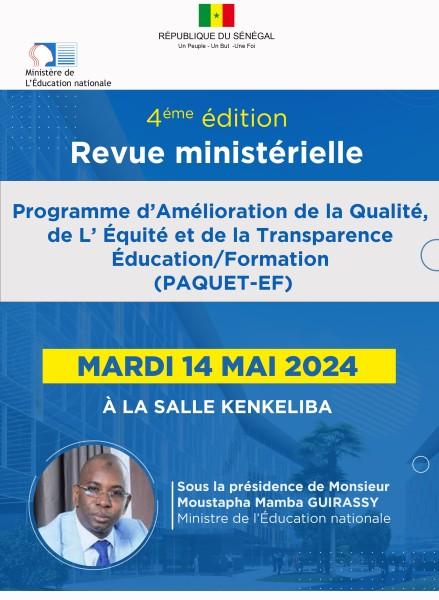 Le Ministère de l'Education nationale organise la 4ème édition de sa Revue ministérielle du PAQUET-EF